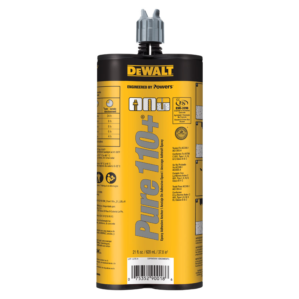 DeWALT PURE110+® Epoxy Injection Adhesive Anchoring System