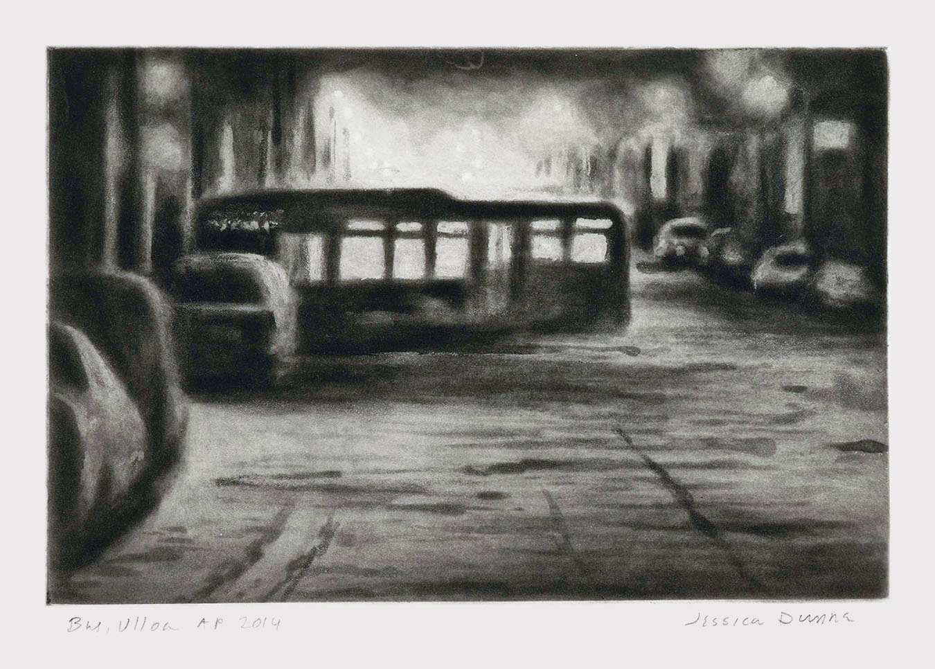   Bus, Ulloa  2014 spit-bite aquatint 6 x 9 in. 