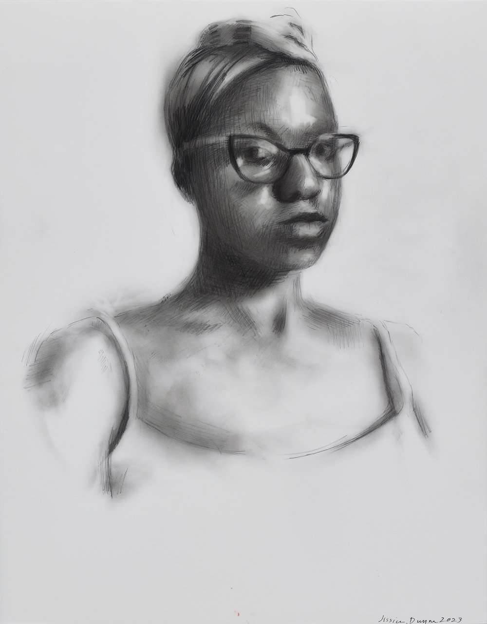   Kenyatta Glasses and Scarf  2023 graphite on polyester 14 x 11 in. 
