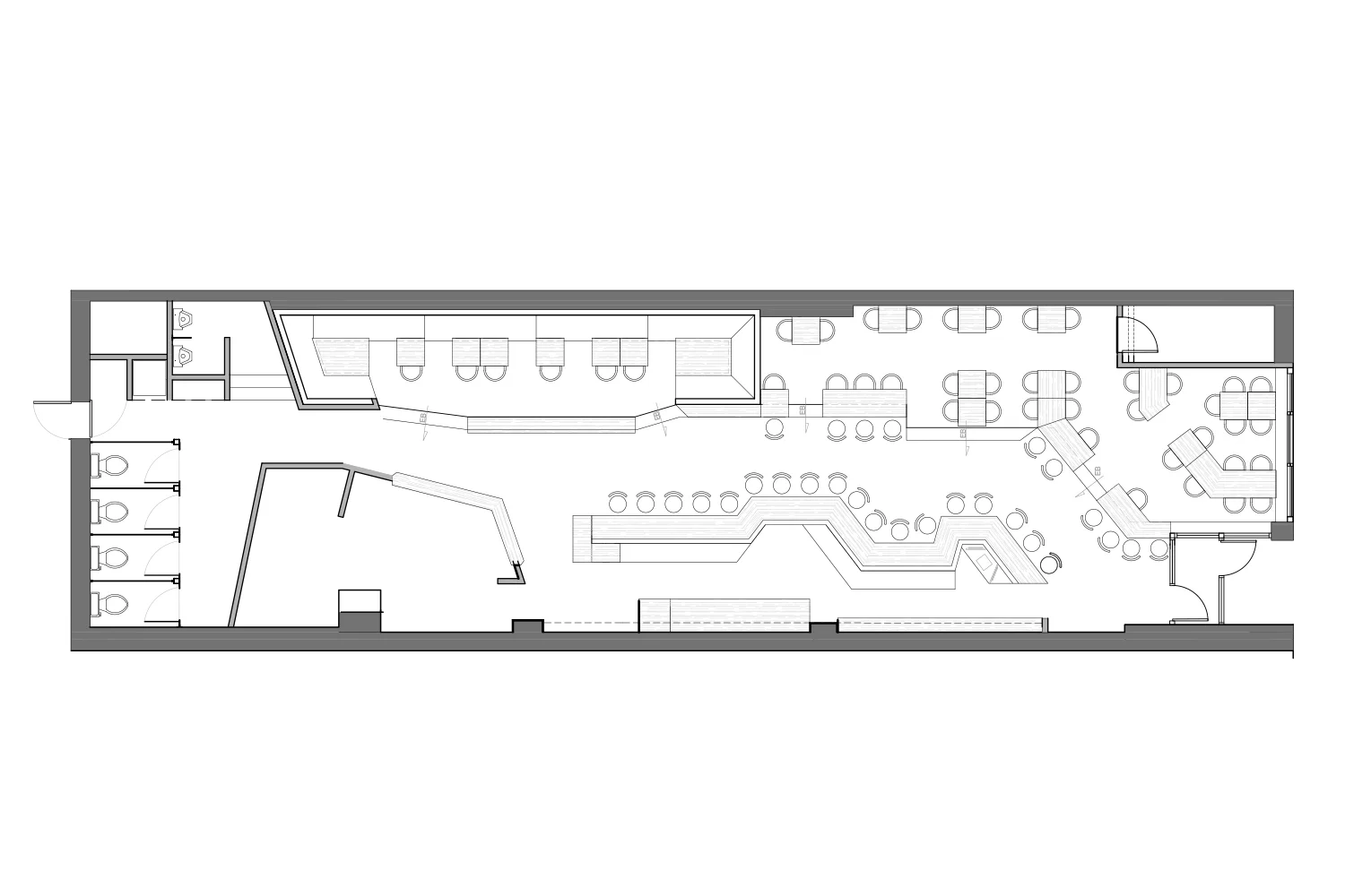 Plan for a bar in Montreal by interior designers at La Firme