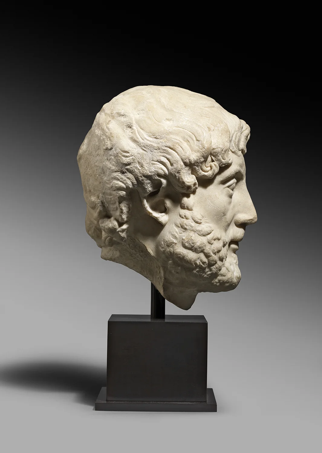 Roman marble portrait head of the Emperor Hadrian , Circa 2nd century AD, Height 33 cm, Courtesy of Rupert Wace Ancient Art Ltd, London