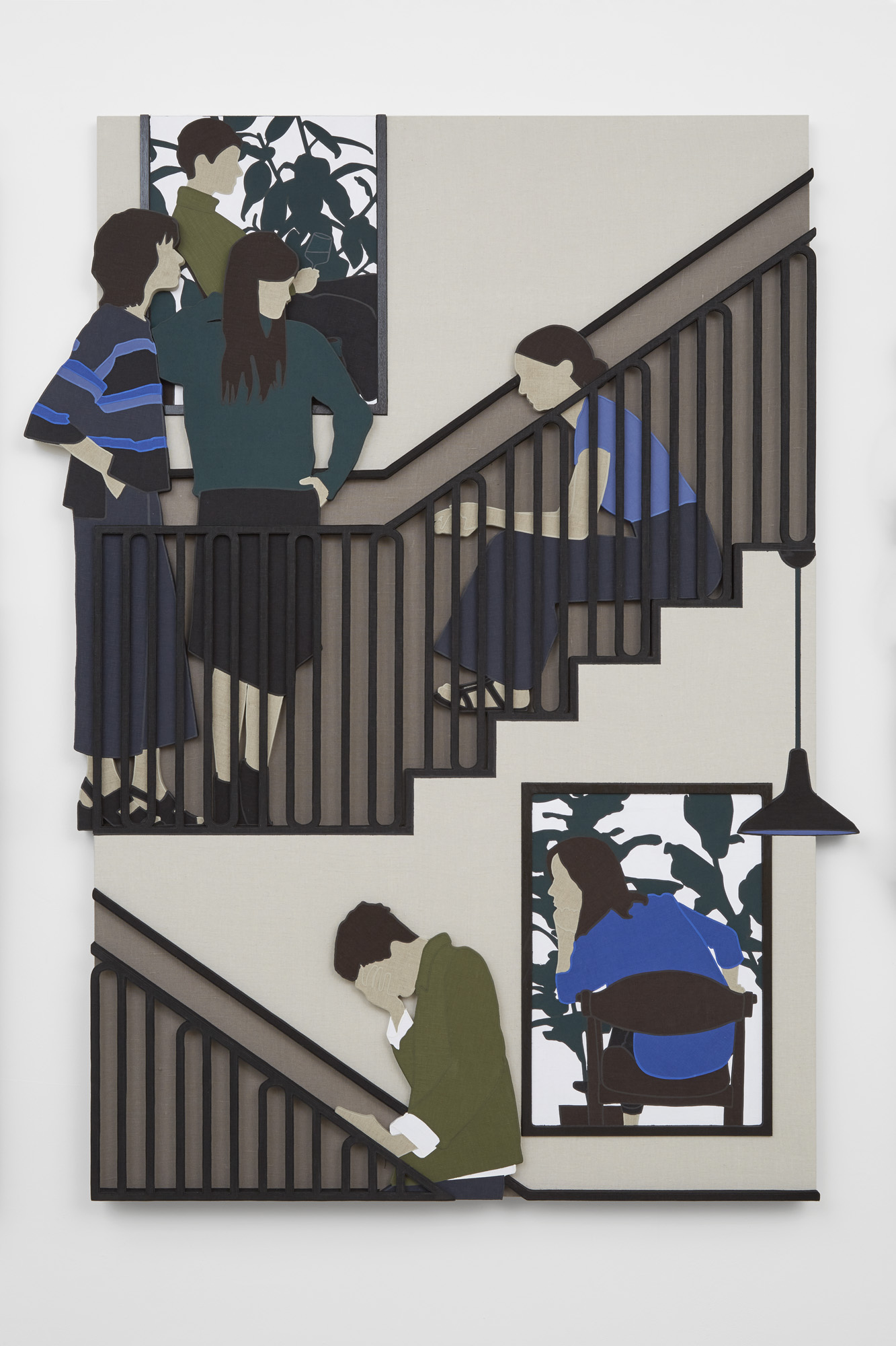  Lauren Keeley,&nbsp; Halfway Up ,&nbsp;2017,&nbsp;Acrylic, linen and stained walnut on boards,&nbsp;184 x 127 cm 