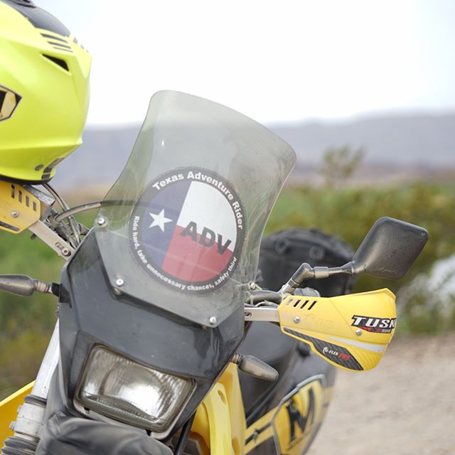 SWIPE: One of our favorite annual rides is the Around the Bend rally in Big Bend National Park. This event has a long history and we are happy to join in on the fun. This year we did see through decals for bike windshields and normal stickers for eac