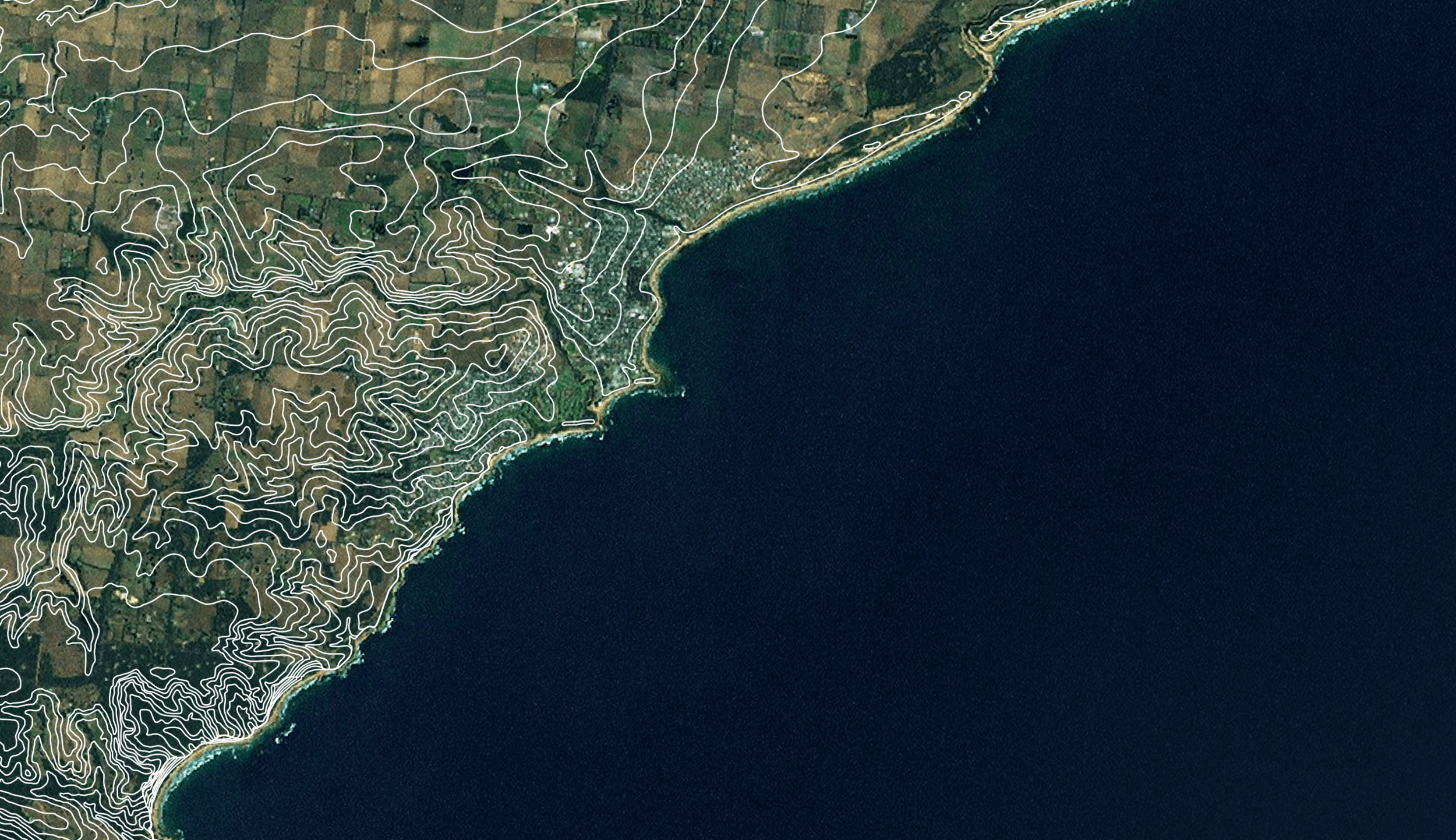 Victoria's coastline. A map generated using data from a web map server.