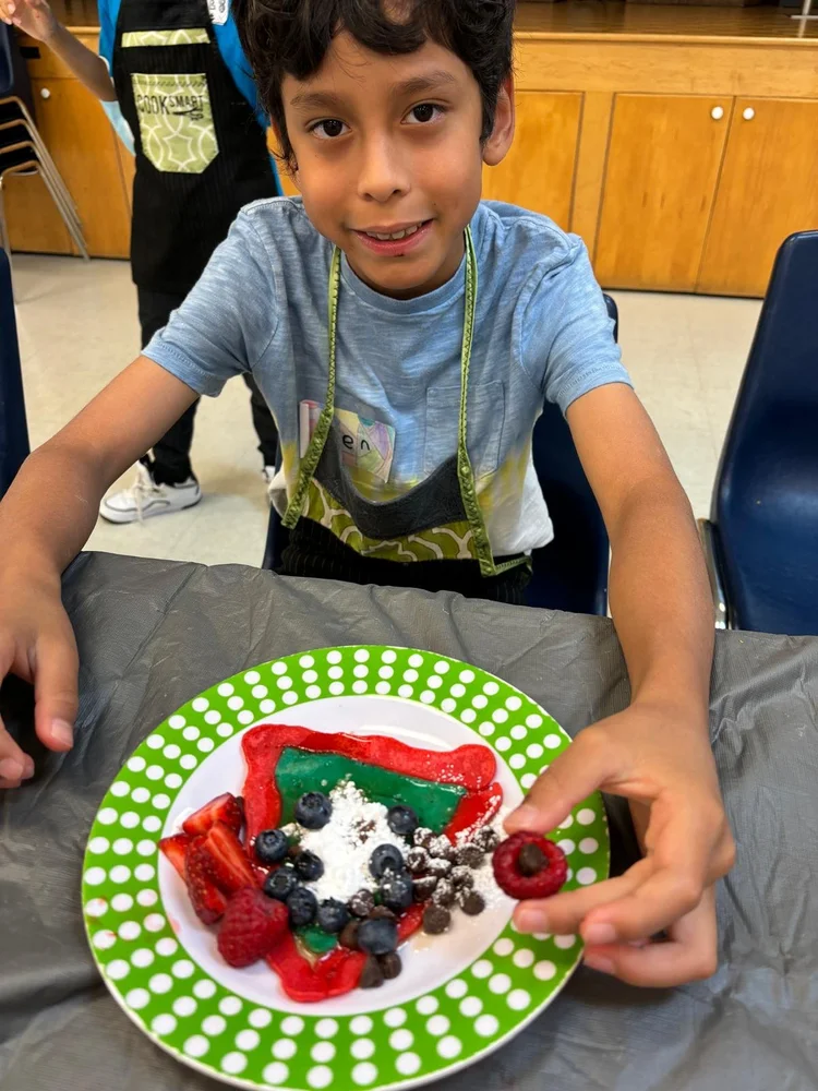 Student successfully and independently cooking