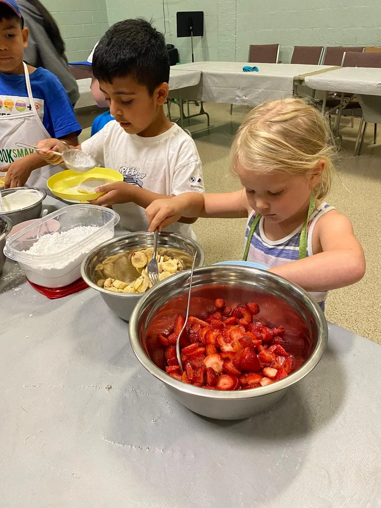 Instructor teaching child