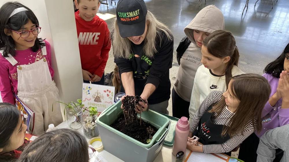 Students exploring soil