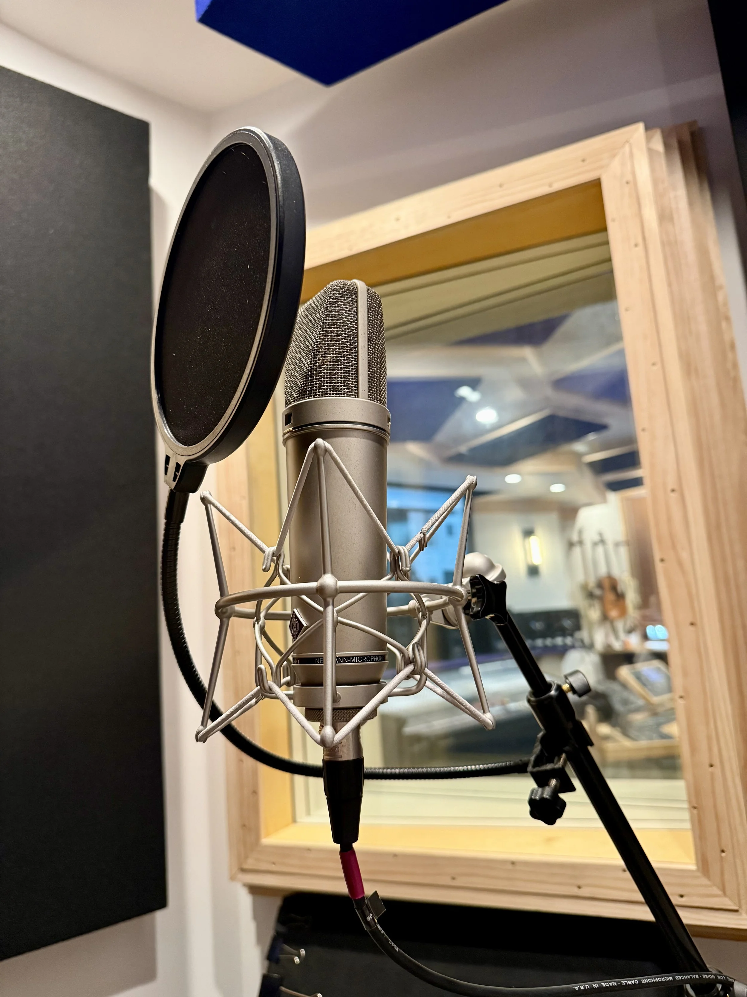 Neumann U87 Microphone in the voiceover studio in North St. Paul, MN