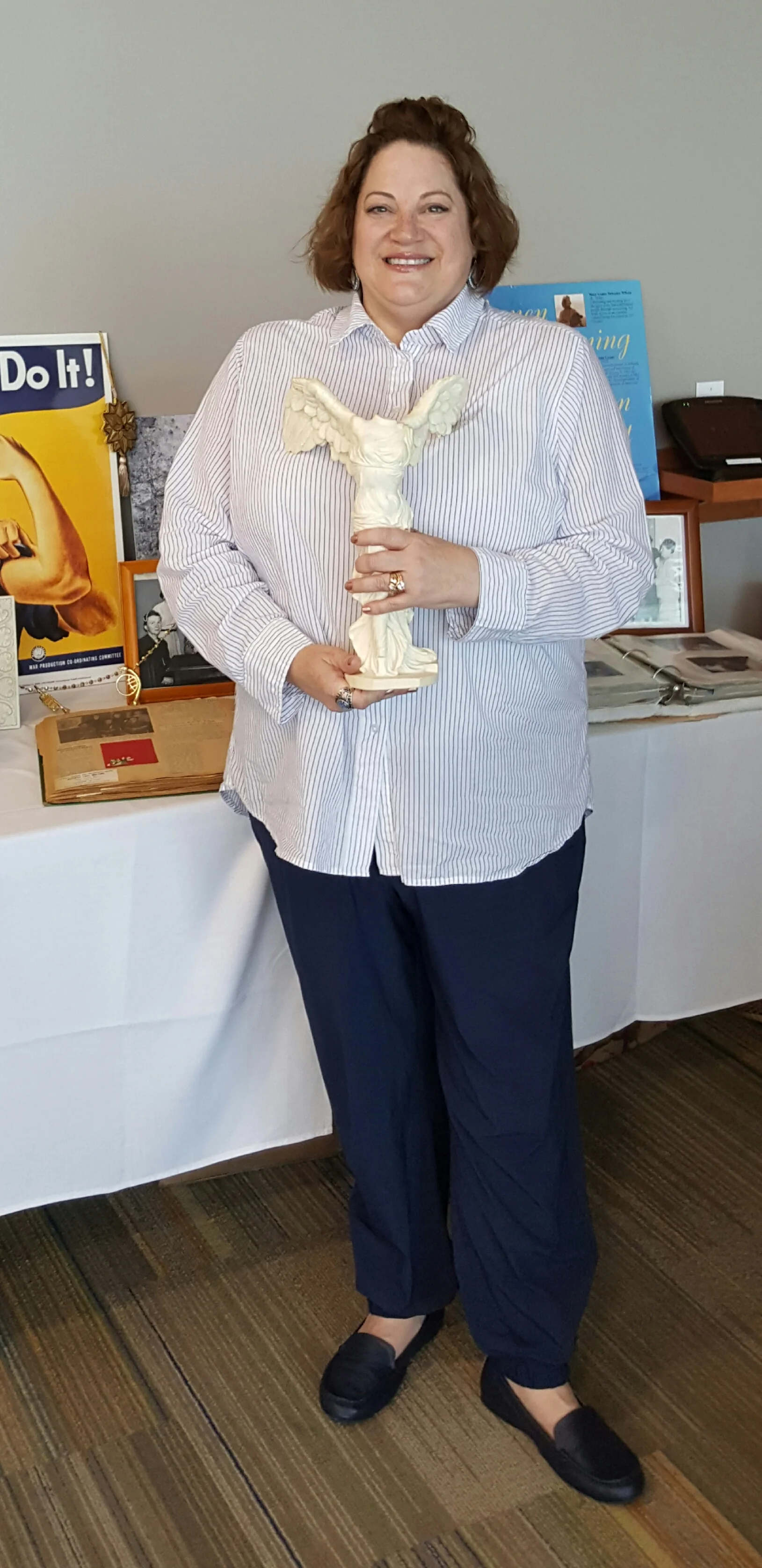 Norma Zarfoss had been storing this Nike for years and took her to be restored as a gift for President Becky. The theme of the party was based on Nike as stone represents strength and endurance through the years. To read the Times Herald article and to view more pictures, please visit our Facebook page.