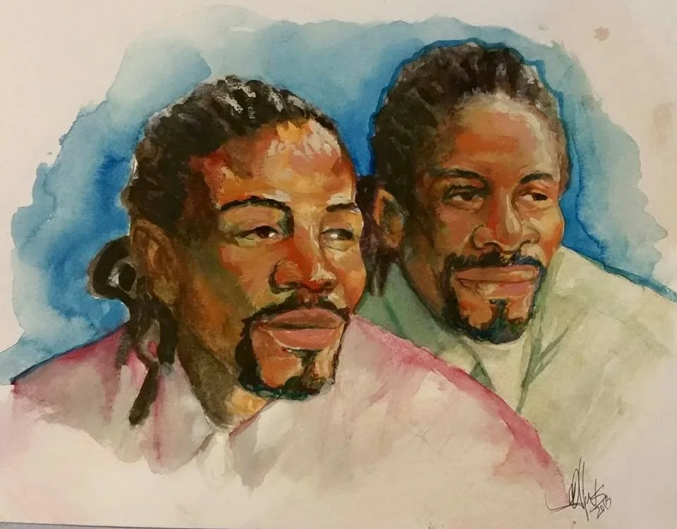 Twin Poets in watercolor 