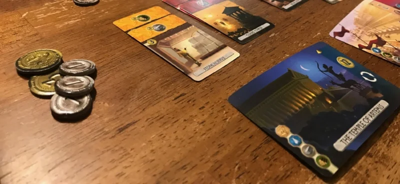 The nice chunky cardboard coins and beautiful artwork help maintain the theme of the game.