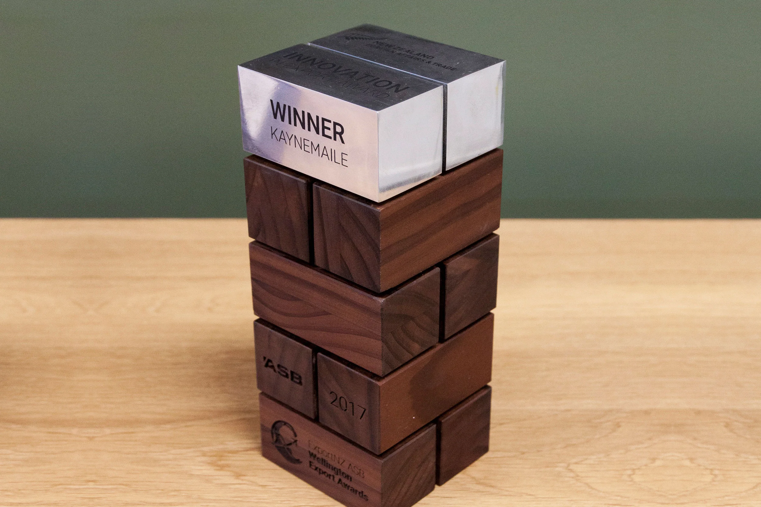 Kaynemaile wins the Innovation in Export Award at the ExportNZ ASB Export Wellington Awards...