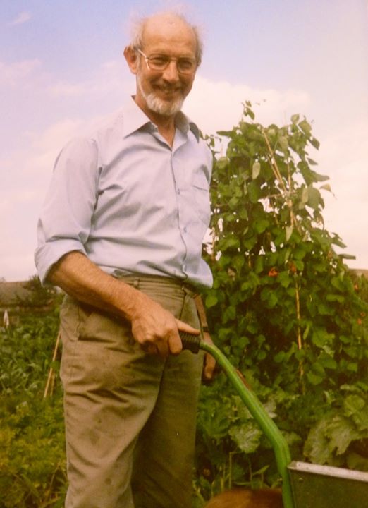 Dad growing the vegetables they had at dinner with wine!