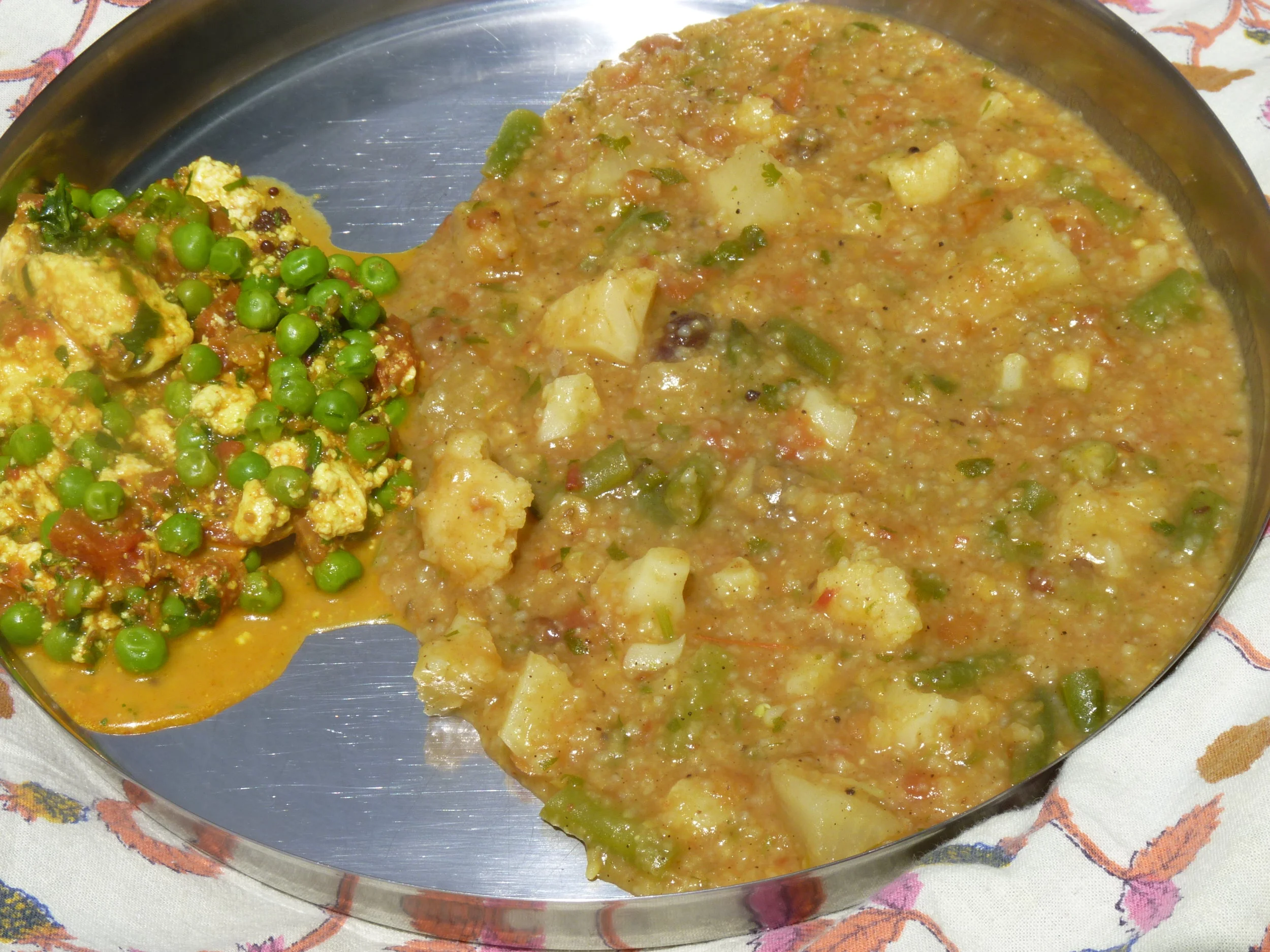 Matar Paneer with Toor Dal Kitcheri.