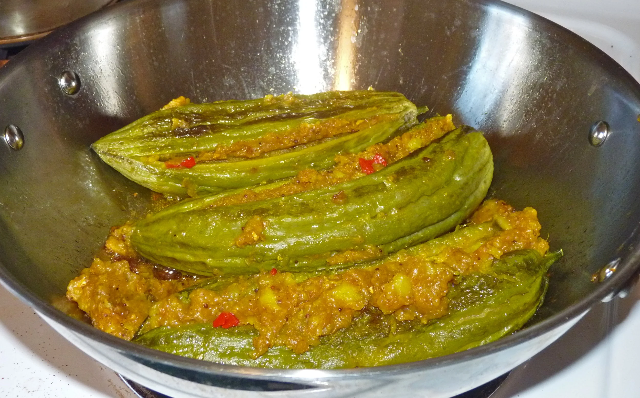 Bitter gourds stuffed with masala potato