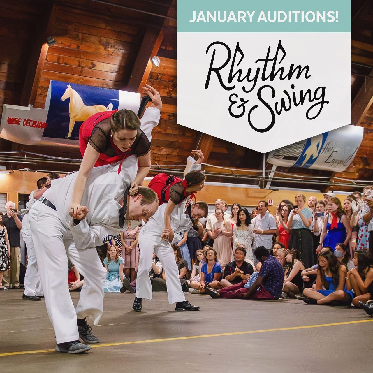 It&rsquo;s your chance to audition for Rhythm &amp; Swing! Join us on Tuesdays in January for 5 weeks to learn a partnered and solo Lindy Hop routine. Gain experience, meet great people and you might just snag a spot on our team! 👉 Check out faceboo