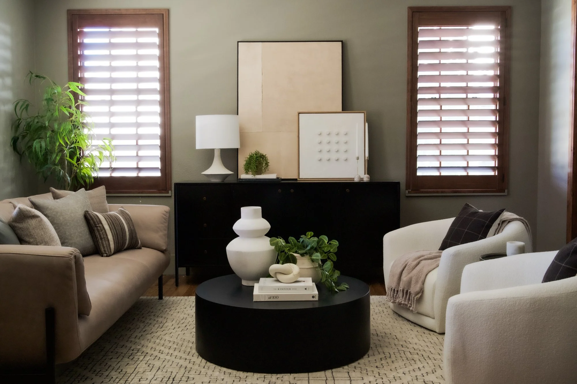 Warm Transitional Sitting Room Renovation by Basil & Tate Denver Interior Design Studio