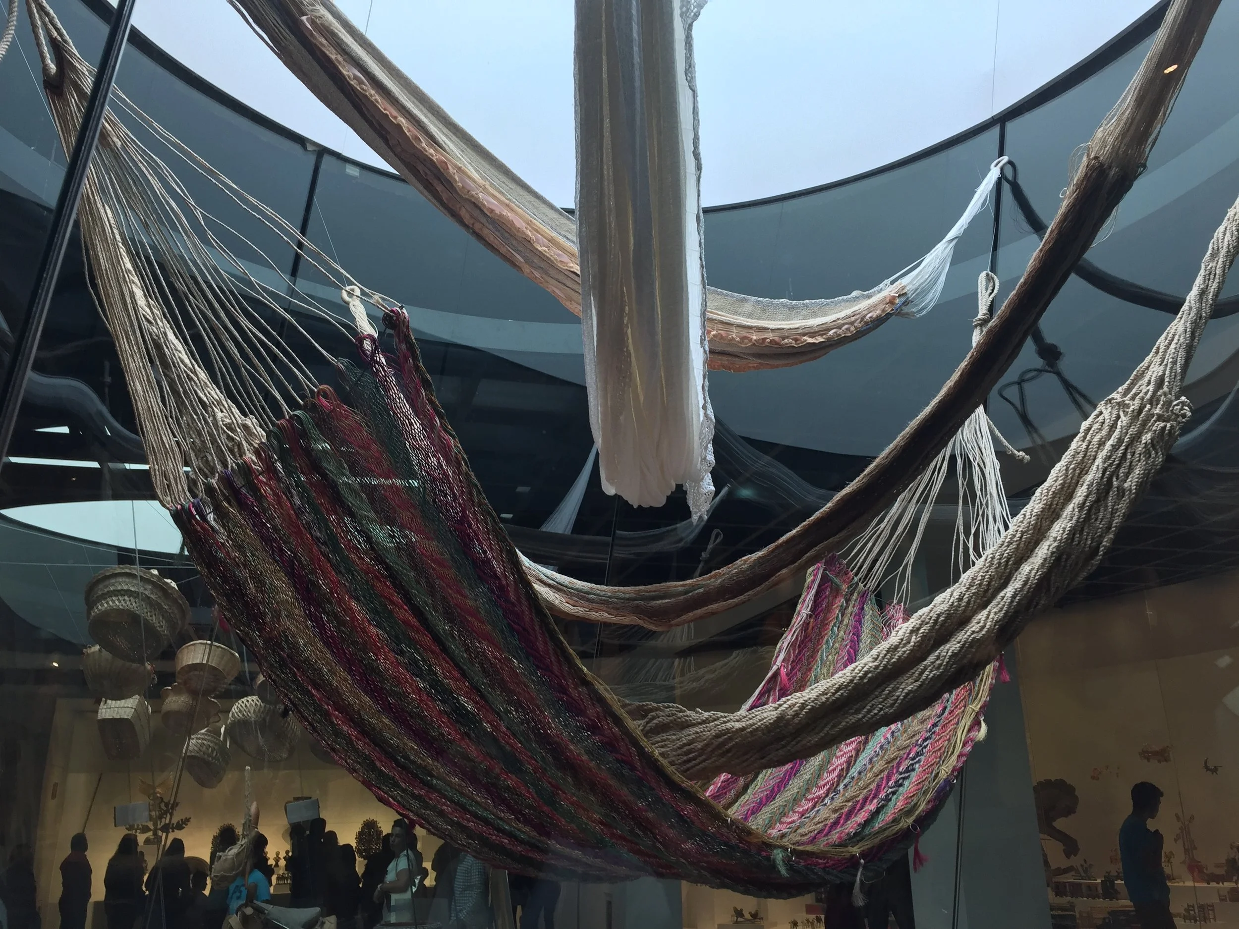 Naturally-dyed hammocks at the Museo de Arte Popular .