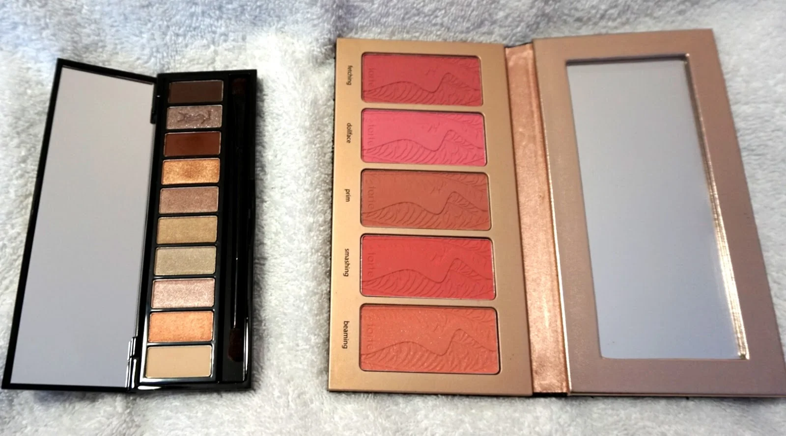  YSL Couture Variation 10 Color Eyeshadow Palette in  Nude  (left)  Tarte Bling It On Amazonian Clay Blush Palette (right) 