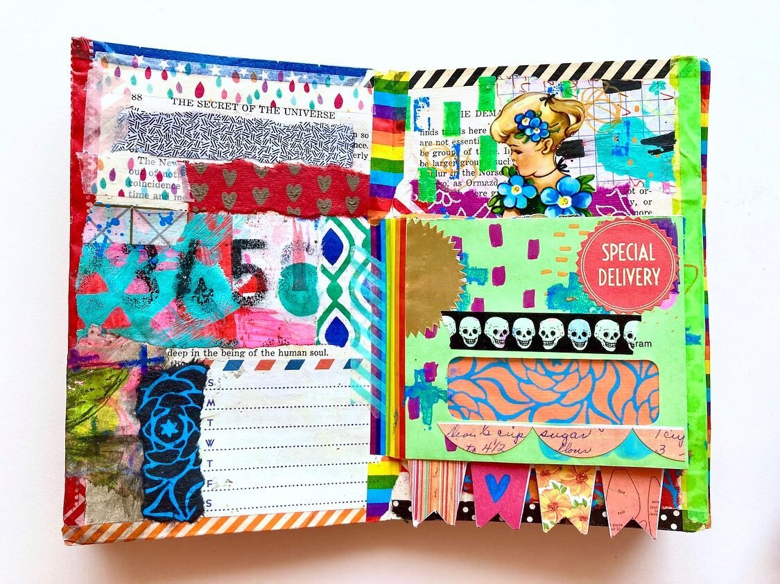 What are you doing June 2-4? Take a workshop with me at the amazing @shakeragalley in the lovely, artsy town of Mineral Point, WI! 😁 Sign ups are open! Let&rsquo;s kick off the summer creating altered books and journals together. DM me if you want t