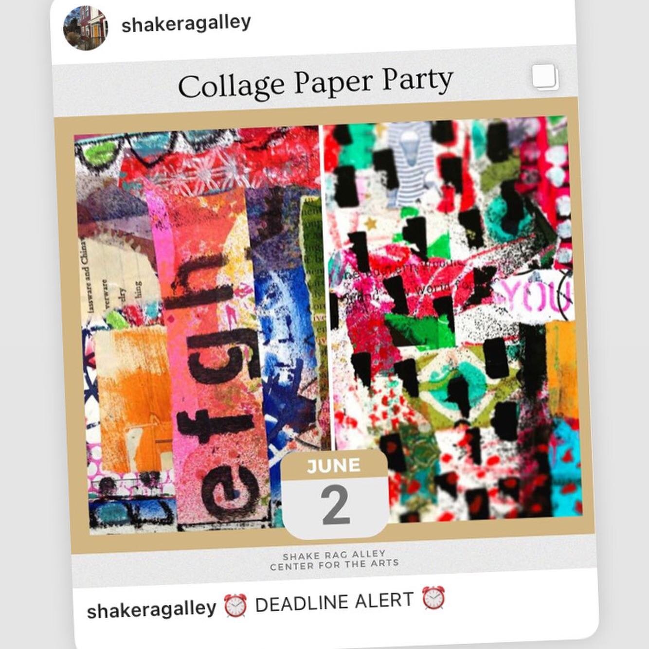 💖 Don&rsquo;t miss out! 💖 I&rsquo;m teaching at @shakeragalley in Wisconsin June 2-4! ⏰ Deadline to sign up is May 22! ✨ I&rsquo;m teaching two of my most popular workshops: Collage Paper Party 🎉 and Junk Journal Deconstruction 📚✂️🖍️