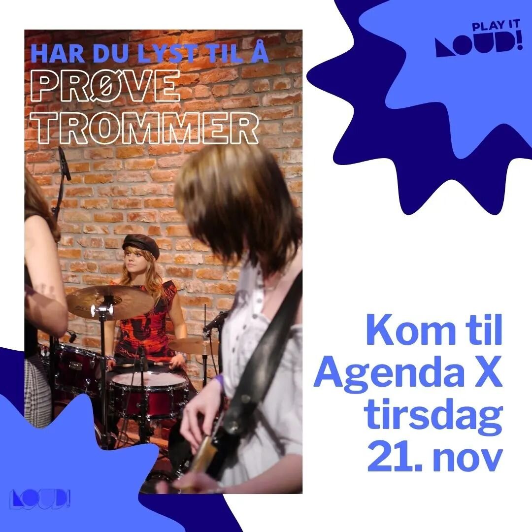 Er du mellom 13-26 og har  aldri pr&oslash;vd bass eller trommer? Kl 17-20 p&aring; tirsdag f&aring;r du muligheten! Sammen med @playitloud_jmi, @jminetwork og @agenda_x arrangerer vi en lavterskel jam der man kan pr&oslash;ve masse forskjellige band