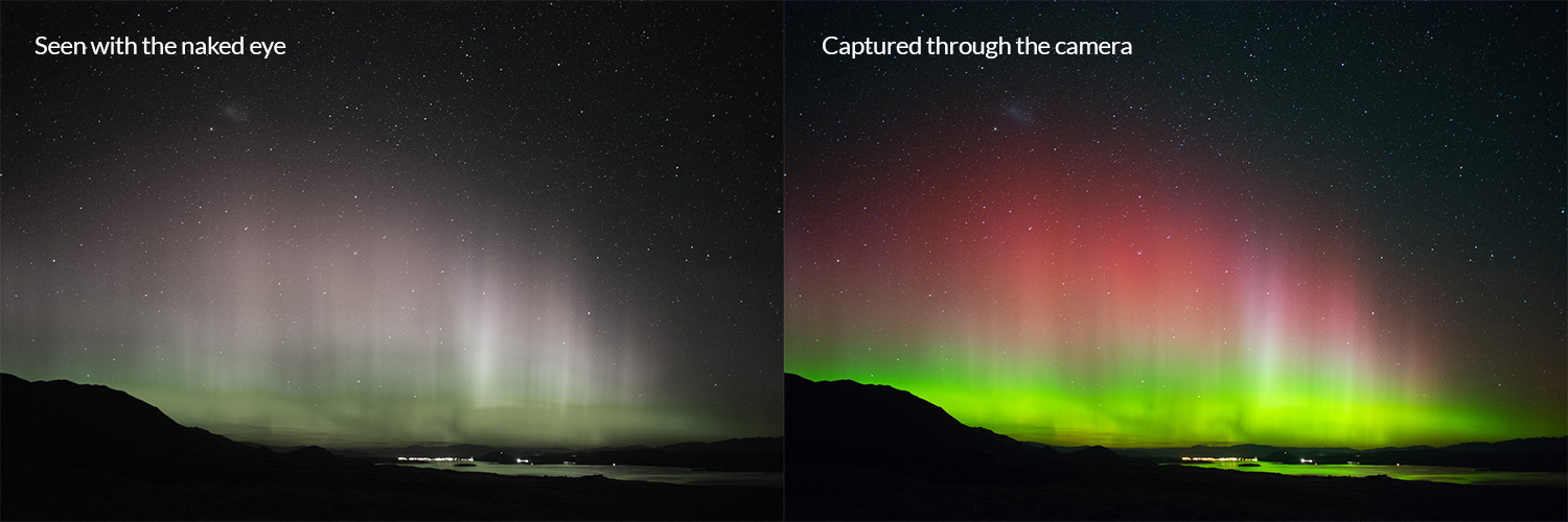 Comparison of what we see and what the camera captures.