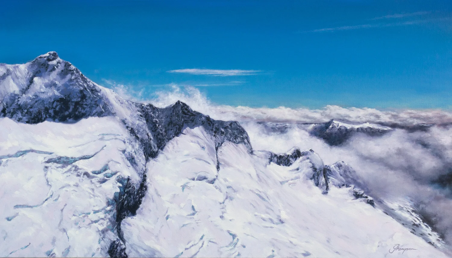 Mt Aspiring, 2017, Oil on canvas, 700 x 400mm , (27.5 in x 15.7 in)