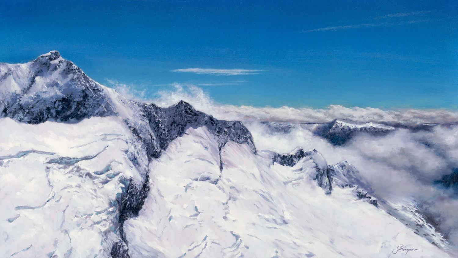 Mt Aspiring, 2017, Oil on canvas, 700 x 400mm , (27.5 in x 15.7 in)