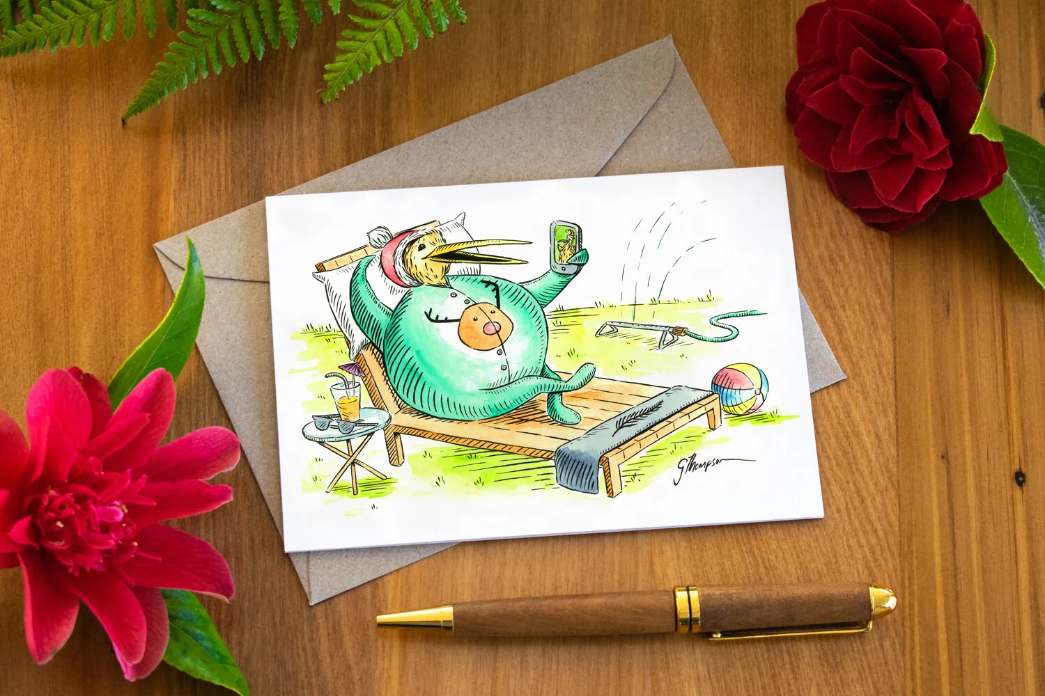 Kiwi Onesie Funsie - Single - Greeting Card