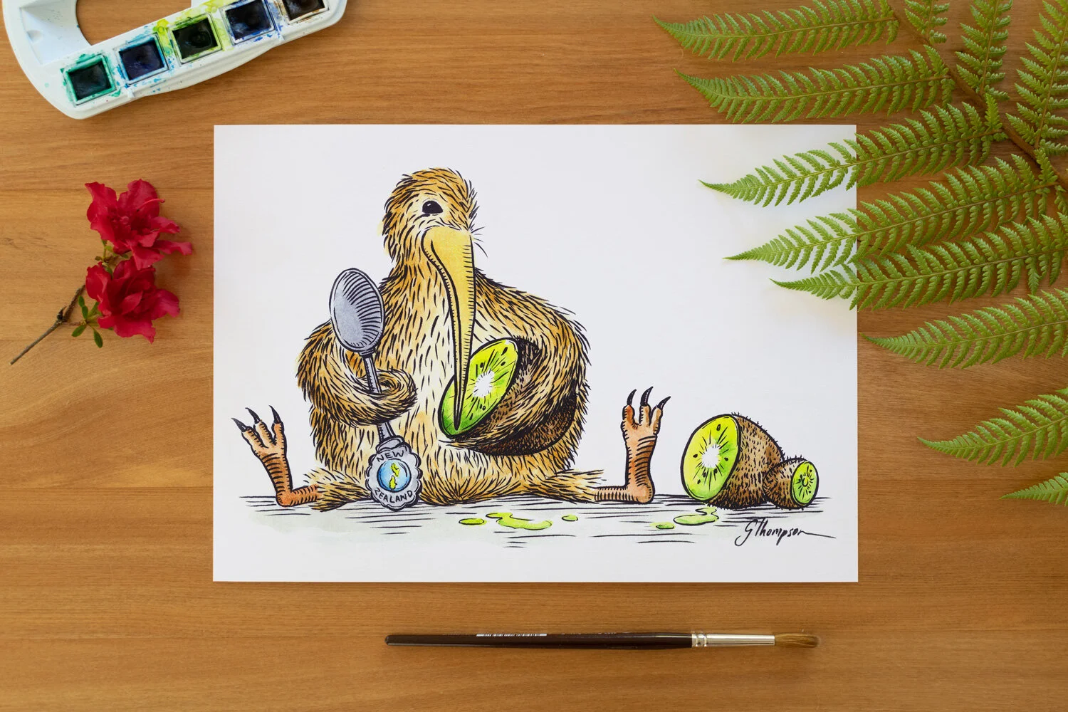 Kiwi Eats Kiwi - A4 Print