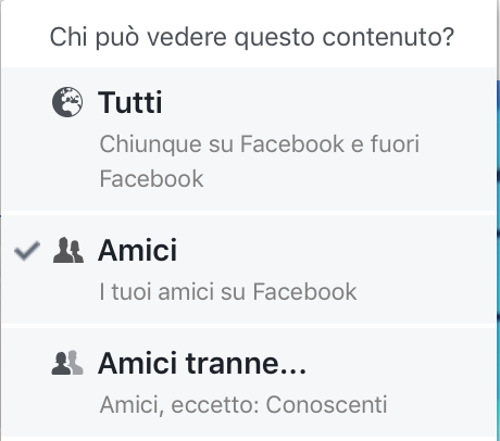 Le icone per decidere " chi può vedere il post ".