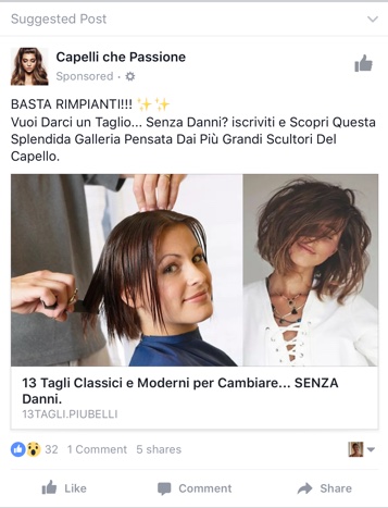 Un esempio, così come appare su Facebook