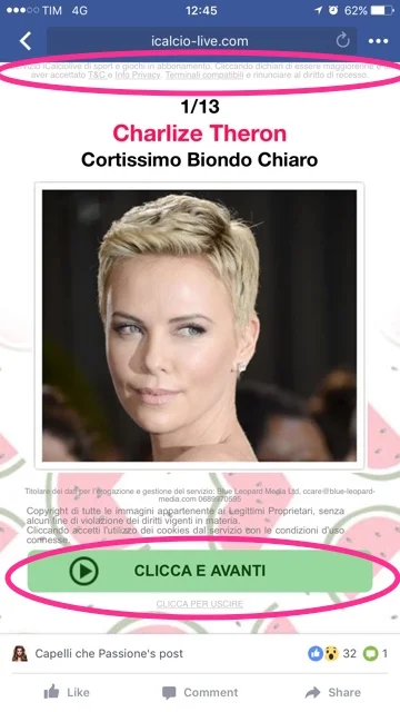 Un esempio di quello che appare quando clicchi.