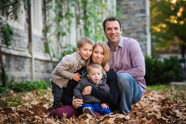 Family photo in the leaves