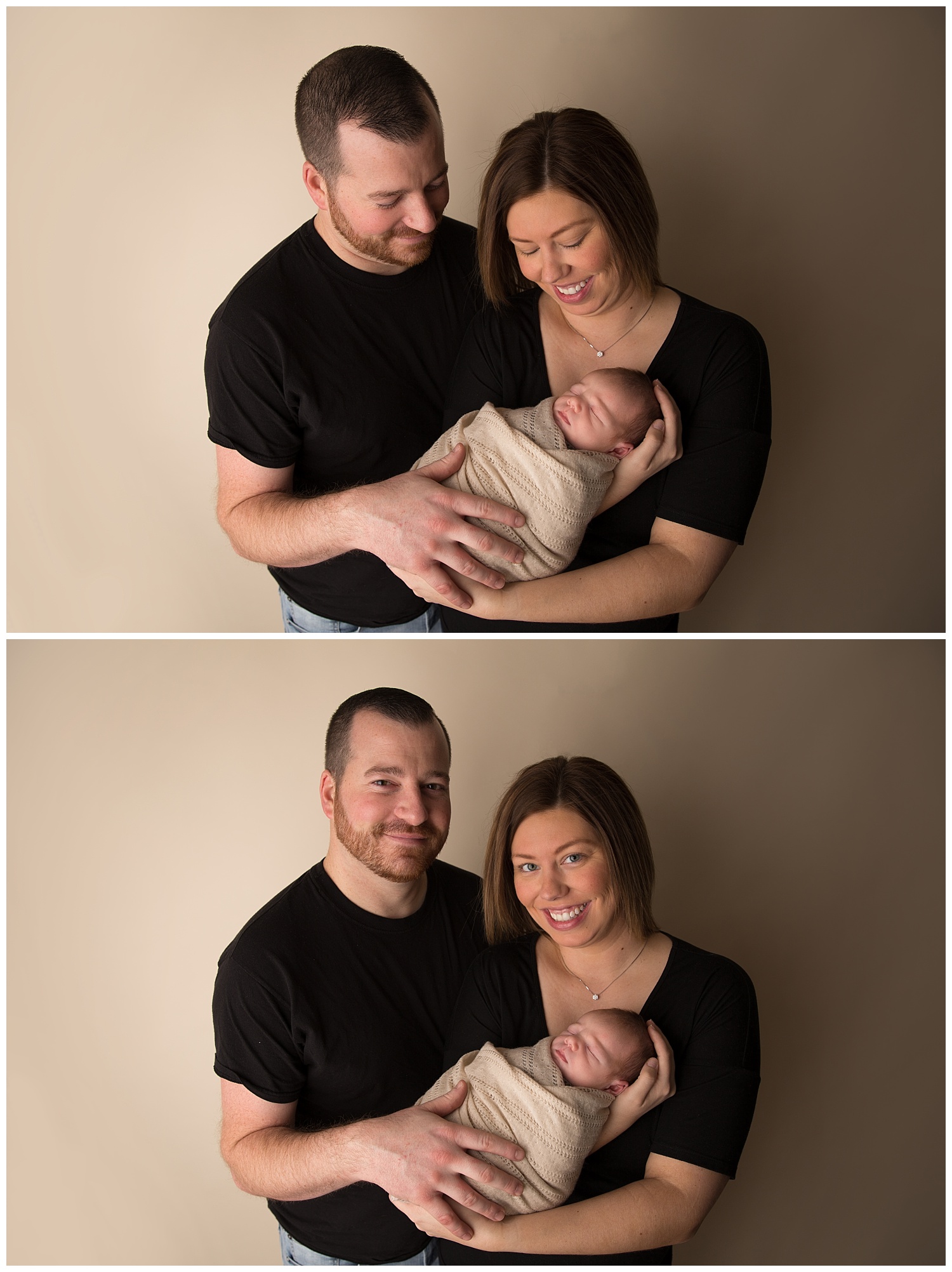 family holding their newborn baby in photo shoot in burlington new jersey