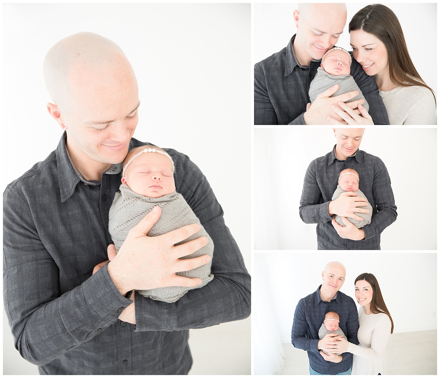dad holding his baby girl in burlington nj photo studio for newborn photos