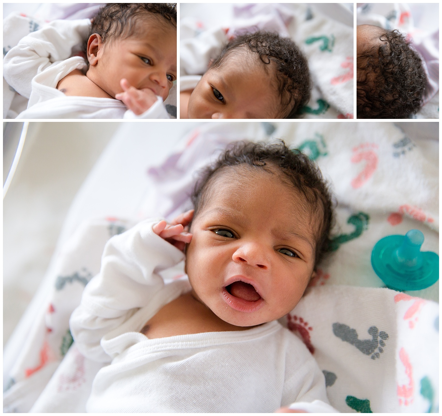 beautiful little baby boy at cooper university hospital in camden new jersey with curly black hair