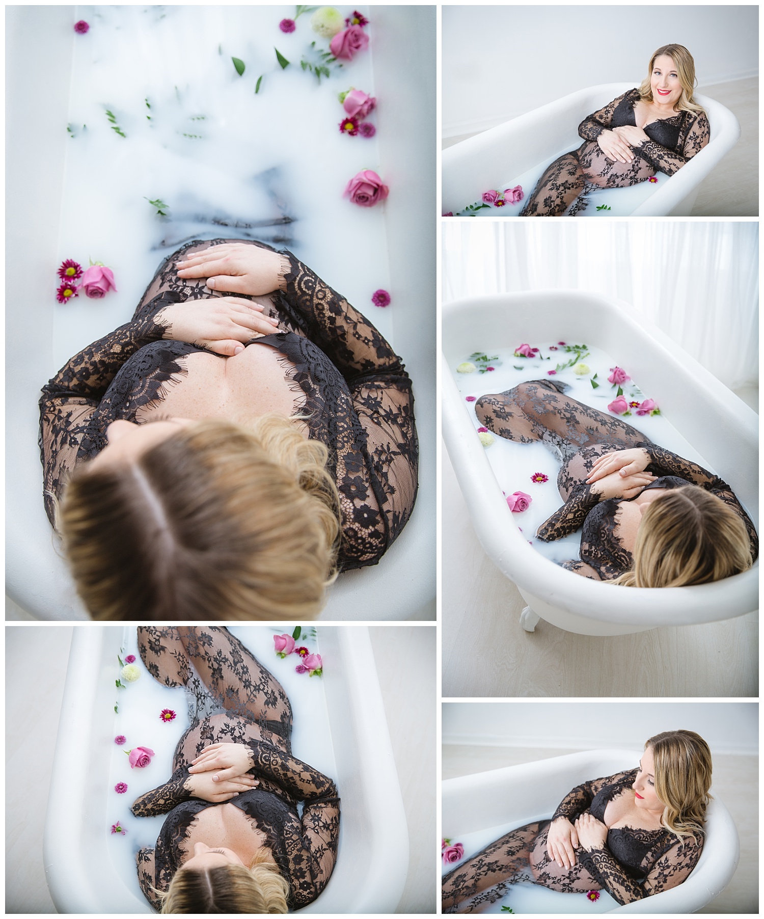 Burlington New Jersey in studio maternity milk bath photo shoot