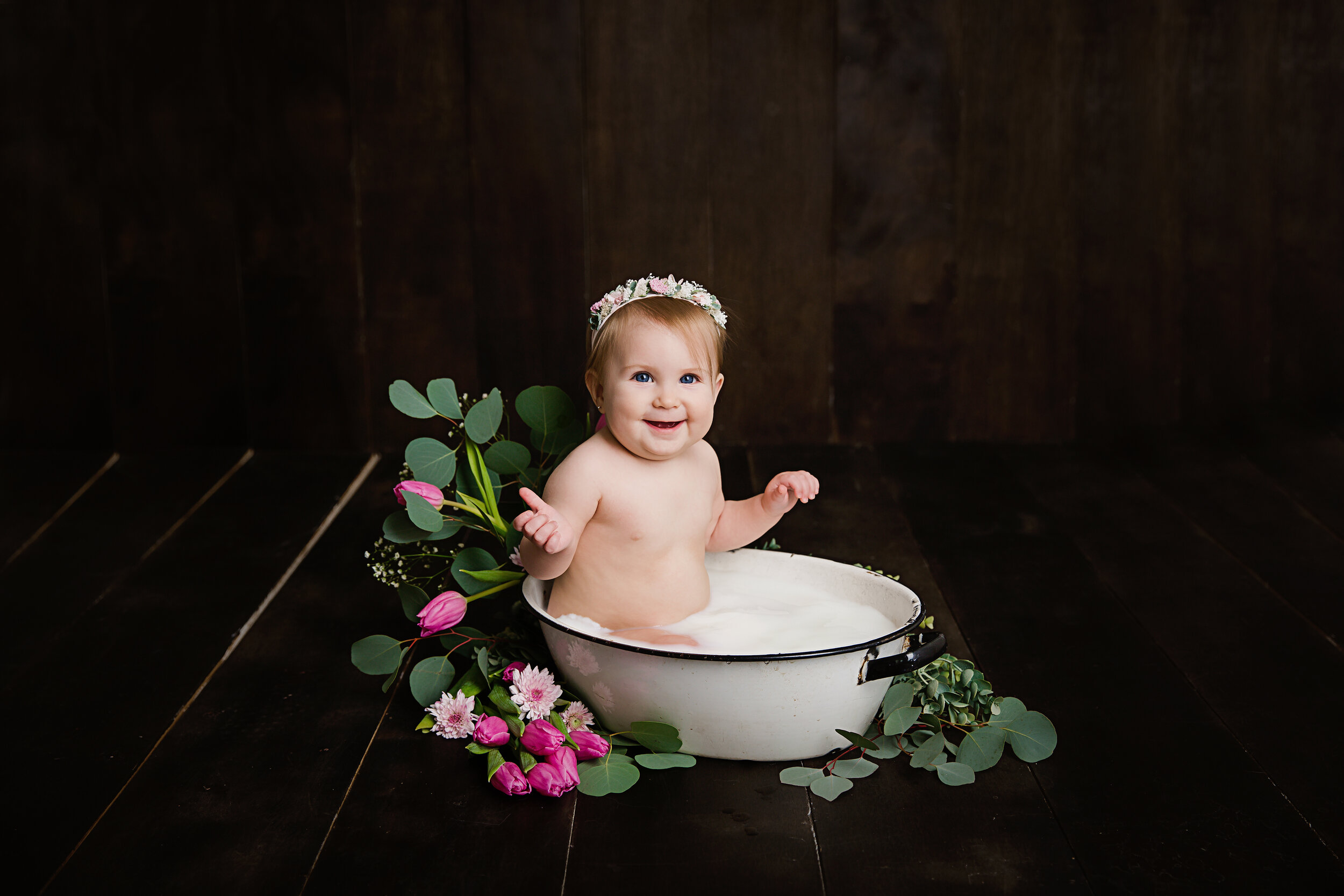 baby girl milk bath session