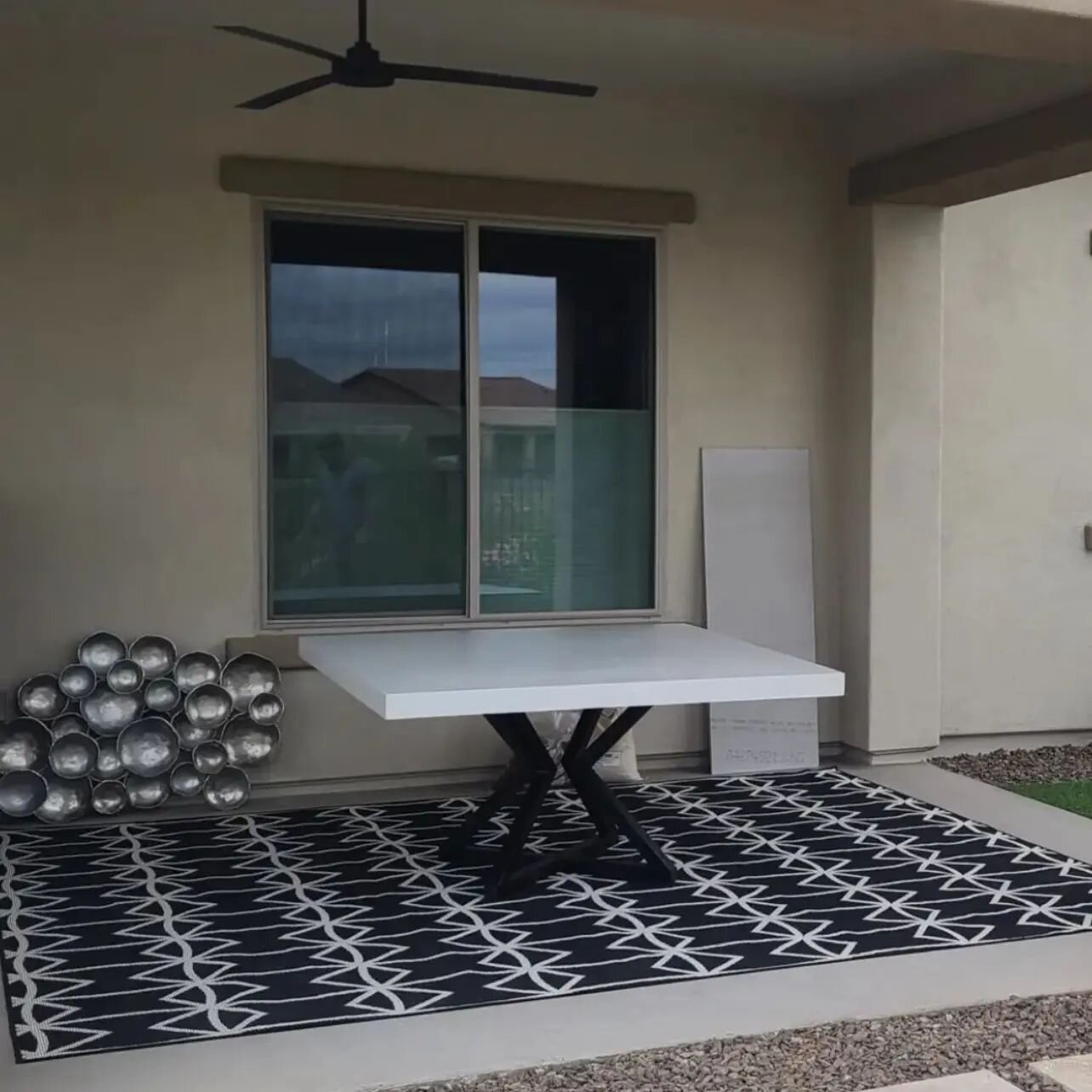 This top is a 60x60&quot; with an hourglass base all made in the Freedom Factory!
Seamless addition to our clients vision in their backyard.

#concretecountertops #concretefurniture #interiordesign #customcounters #phoenix #arizona #freedomconcrete #