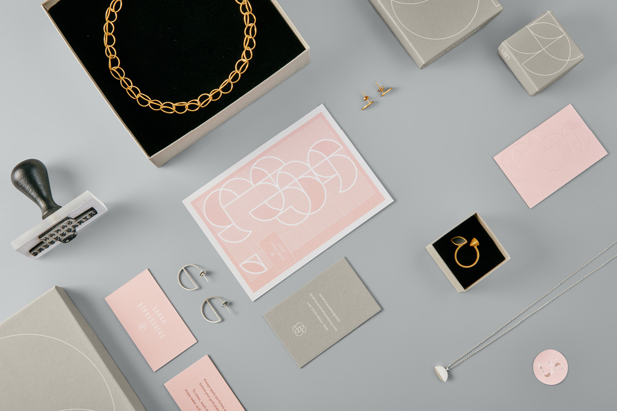 Brand identity for boutique London jewellery designer Sarah Straussberg.