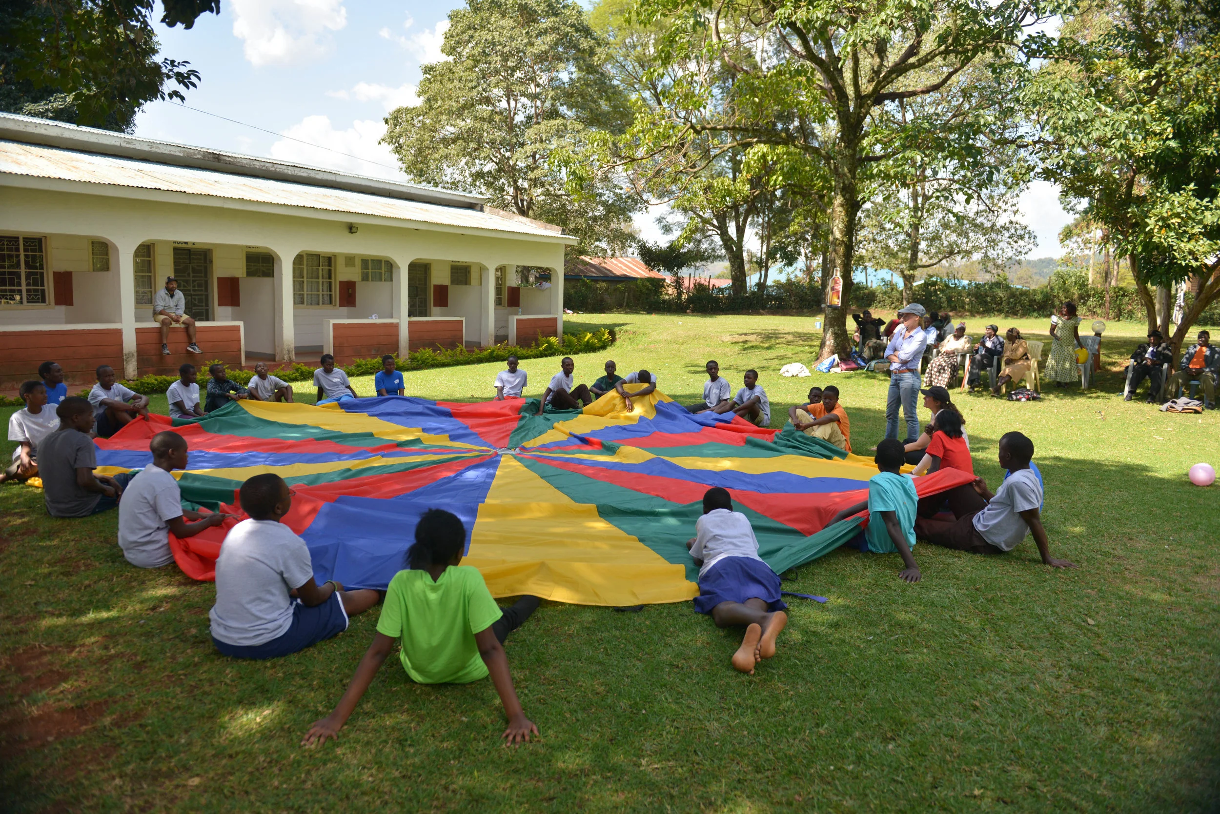 Pictured is our last field day with all of the students and their guardians 