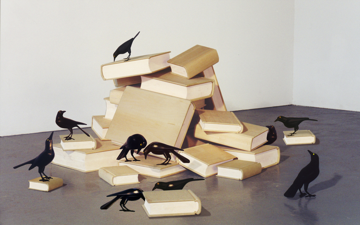Before and After, 2000 Bronze, wood 7 x 7 x 3 ft