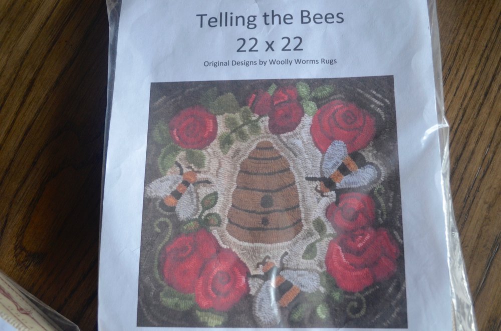 Telling the Bees rug hooking pattern from Woolly Worms Rugs