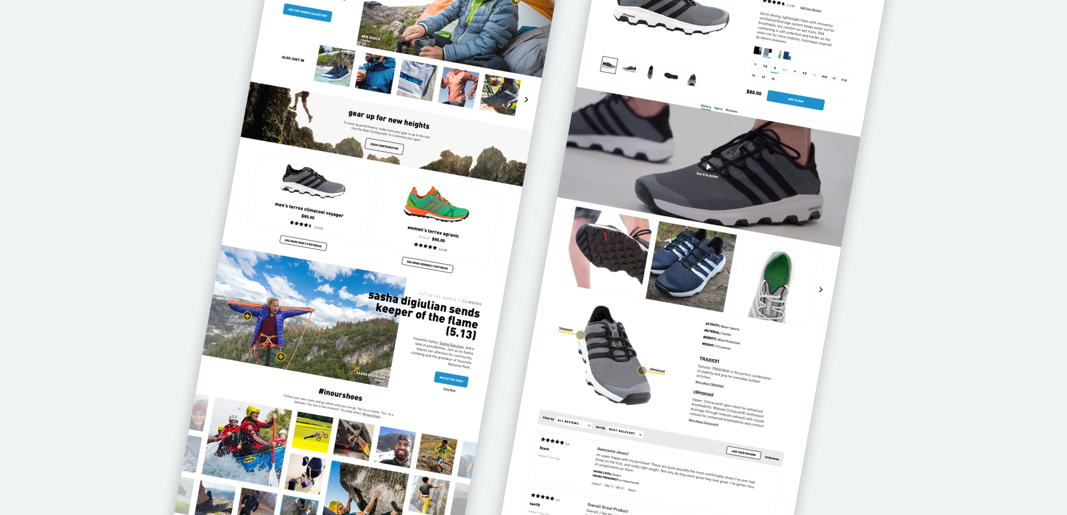 Landing page and Product Detail page color composites