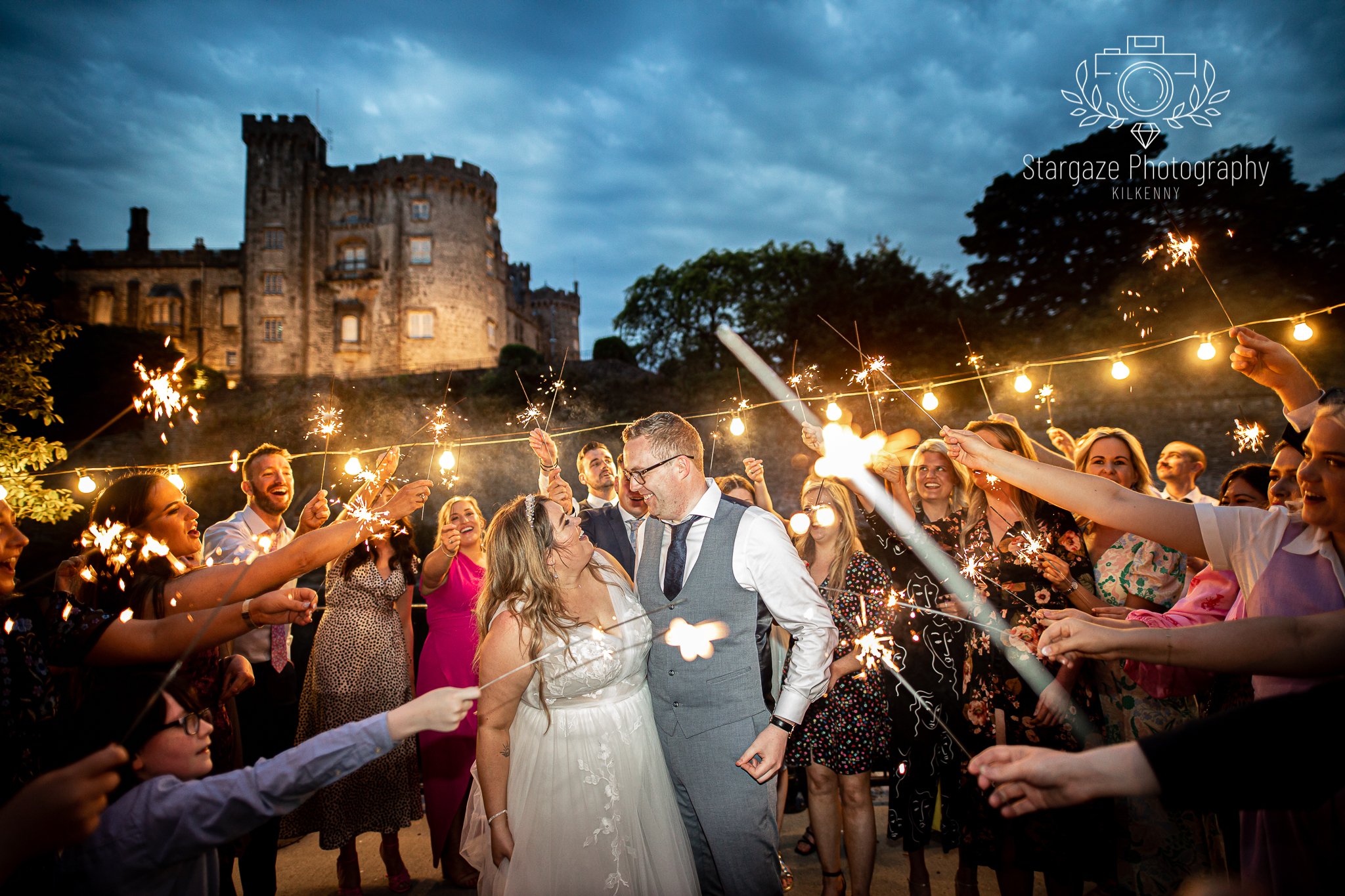 Night time wedding sparkler photography at The River Court Hotel.