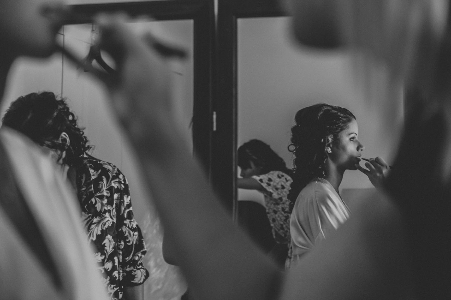 Black and white bridal portrait