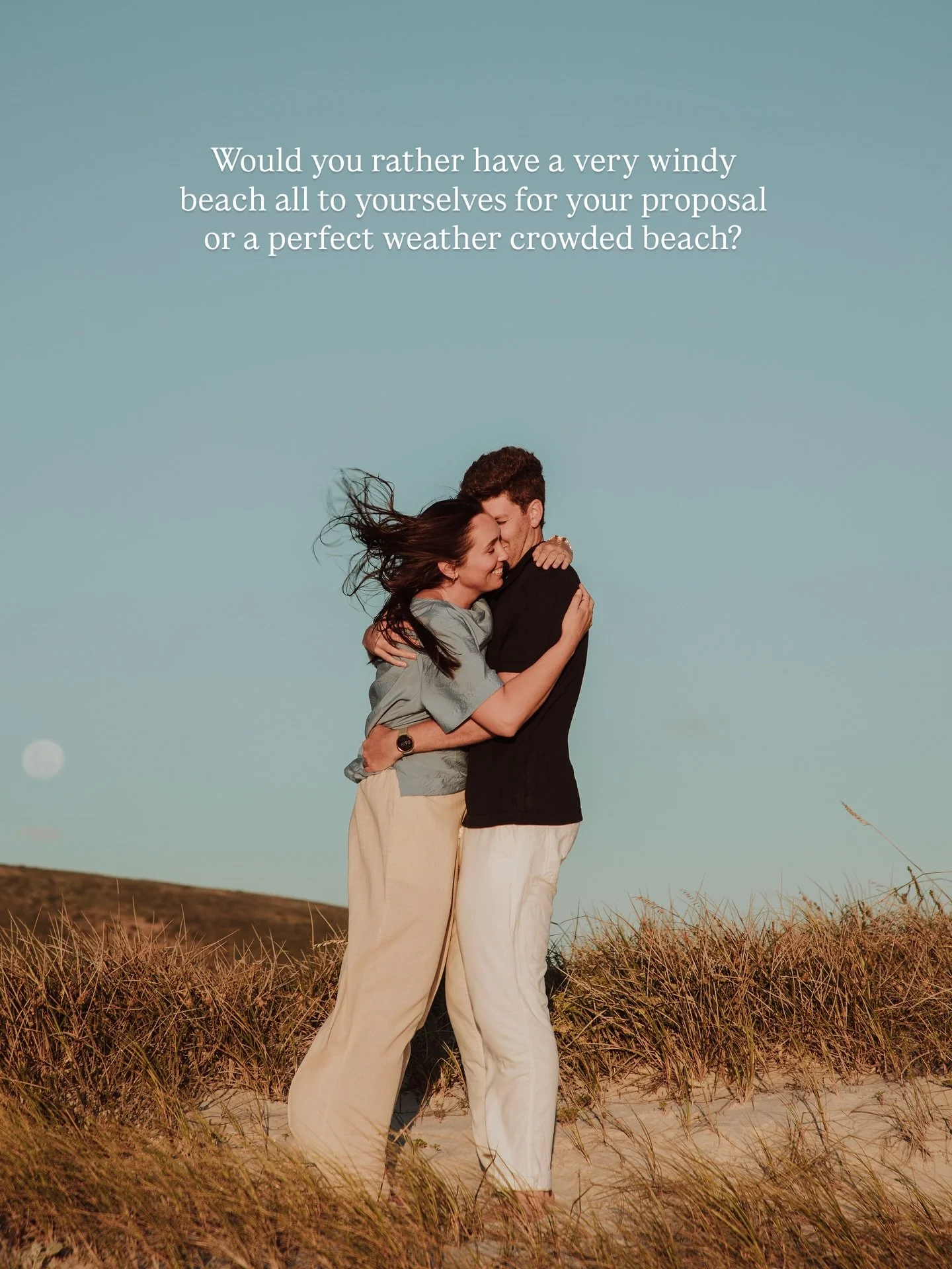 Would you rather have a very windy beach all to yourselves for your proposal or a perfect no windy day on a crowded beach? Personally I choose the wind 🫶🏼💨 

#proposalideas #proposalgoals #capetownphotographer #proposals #proposalstory
