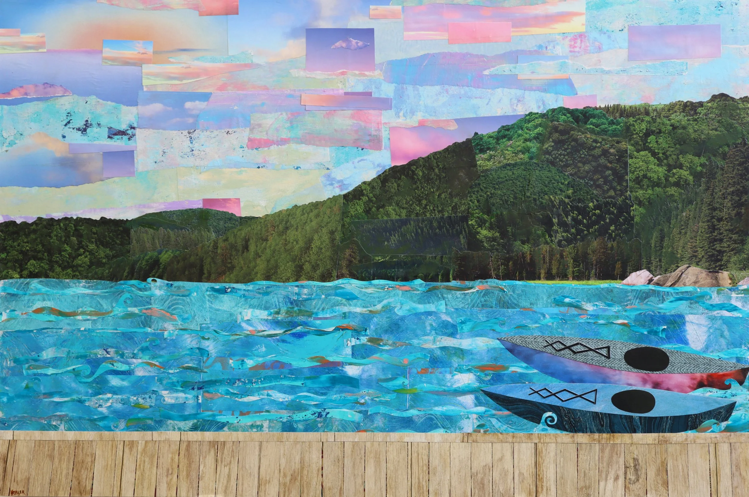 36x24" Paper, Acrylic, Gel Medium on Wood (2026)